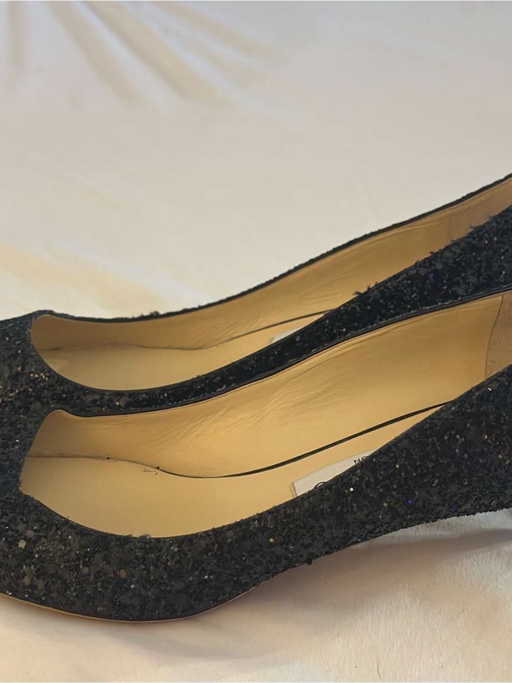 Jimmy Choo Black Glitter Pointed Pumps - Picture 4 of 10